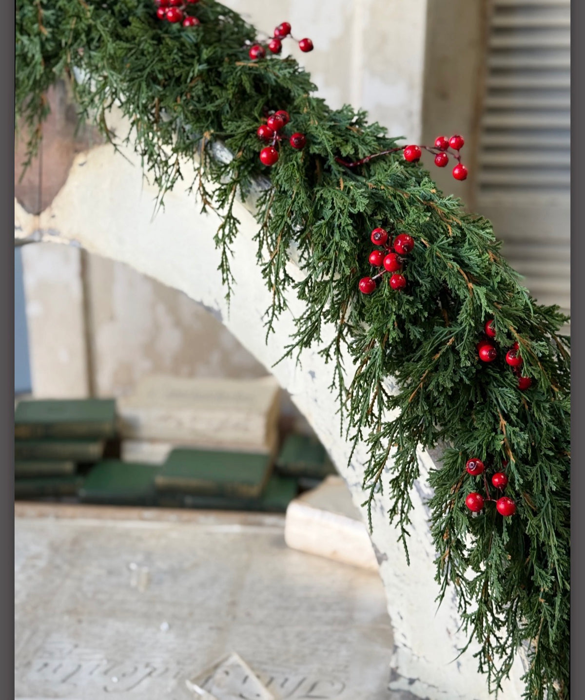 Emerald Celebrations 6’ Real Touch Faux Cedar Red Berries Garland Christmas Holiday Decor