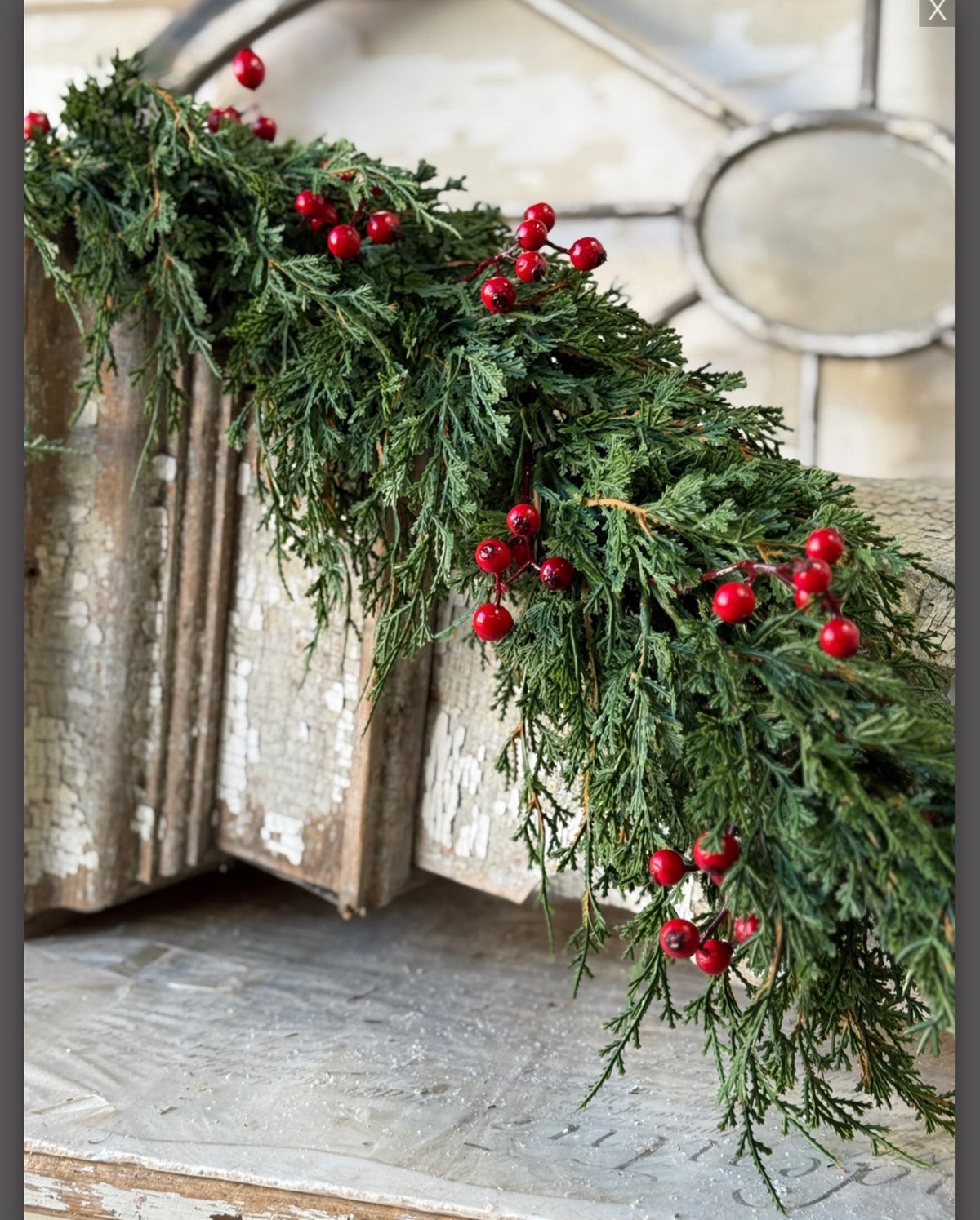 Emerald Celebrations 6’ Real Touch Faux Cedar Red Berries Garland Christmas Holiday Decor
