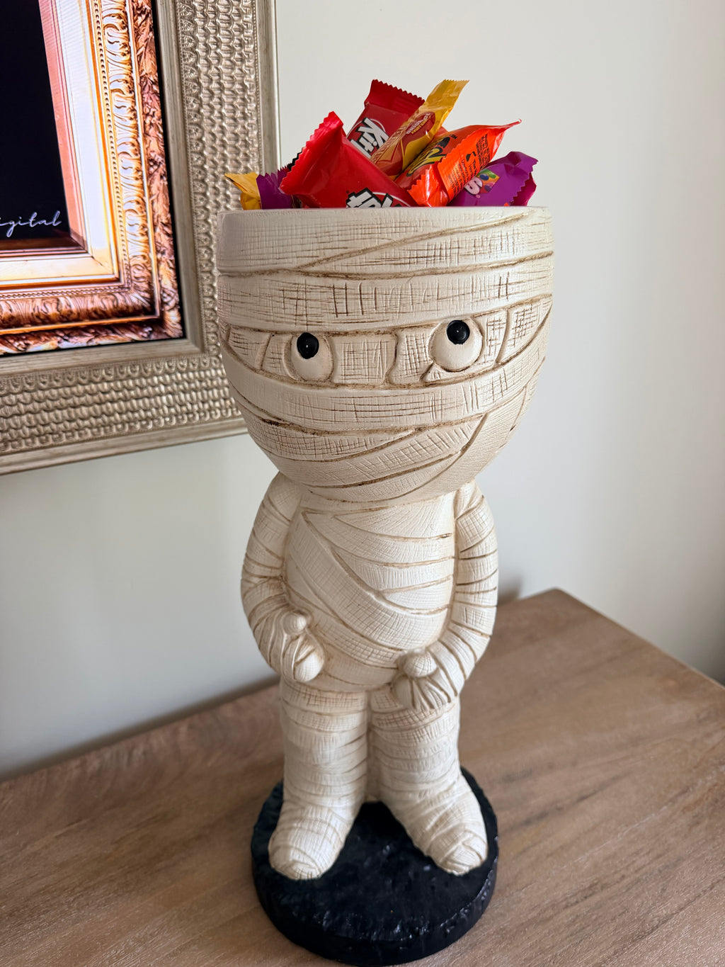 Mummy Candy Bowl 17” Tall Halloween Cute Spooky Standing Figure