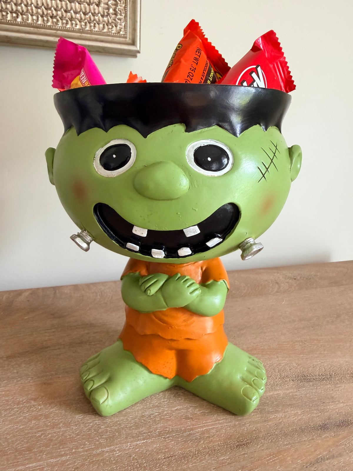 Frankenstein Candy Bowl 8” Tall Halloween Decor Statue Figure Spooky Cute