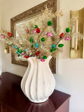 Vintage Style 30” Silver Tinsel Town Stems Branches Faux C9 Bulbs