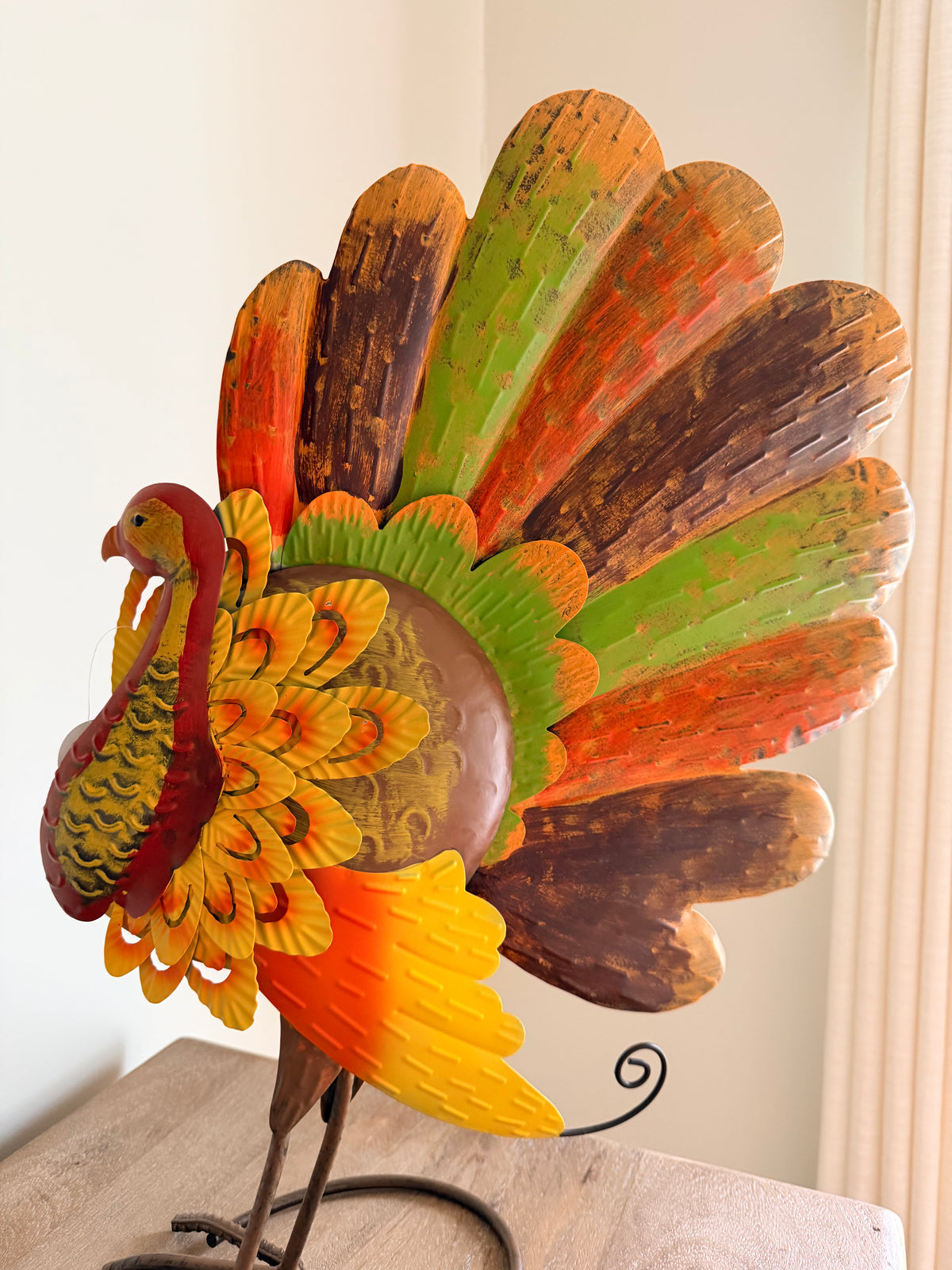 Metal Standing Turkey Tabletop Decor Thanksgiving Fall Centerpiece