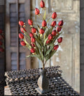 23” Garnet Beacon Bush Faux Lantern Bud Stem Fall Autumn Farmhouse Floral Spray