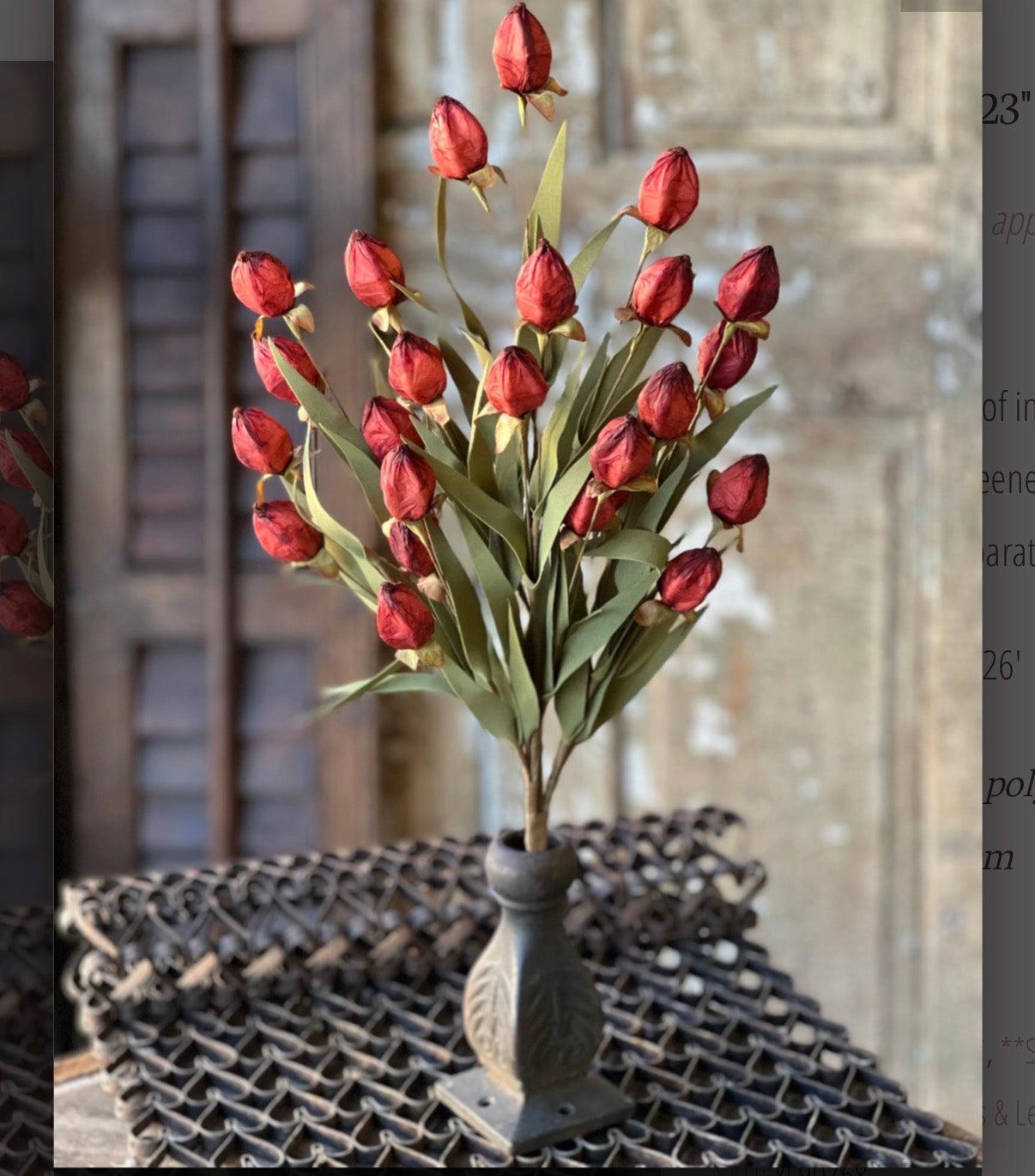 23” Garnet Beacon Bush Faux Lantern Bud Stem Fall Autumn Farmhouse Floral Spray