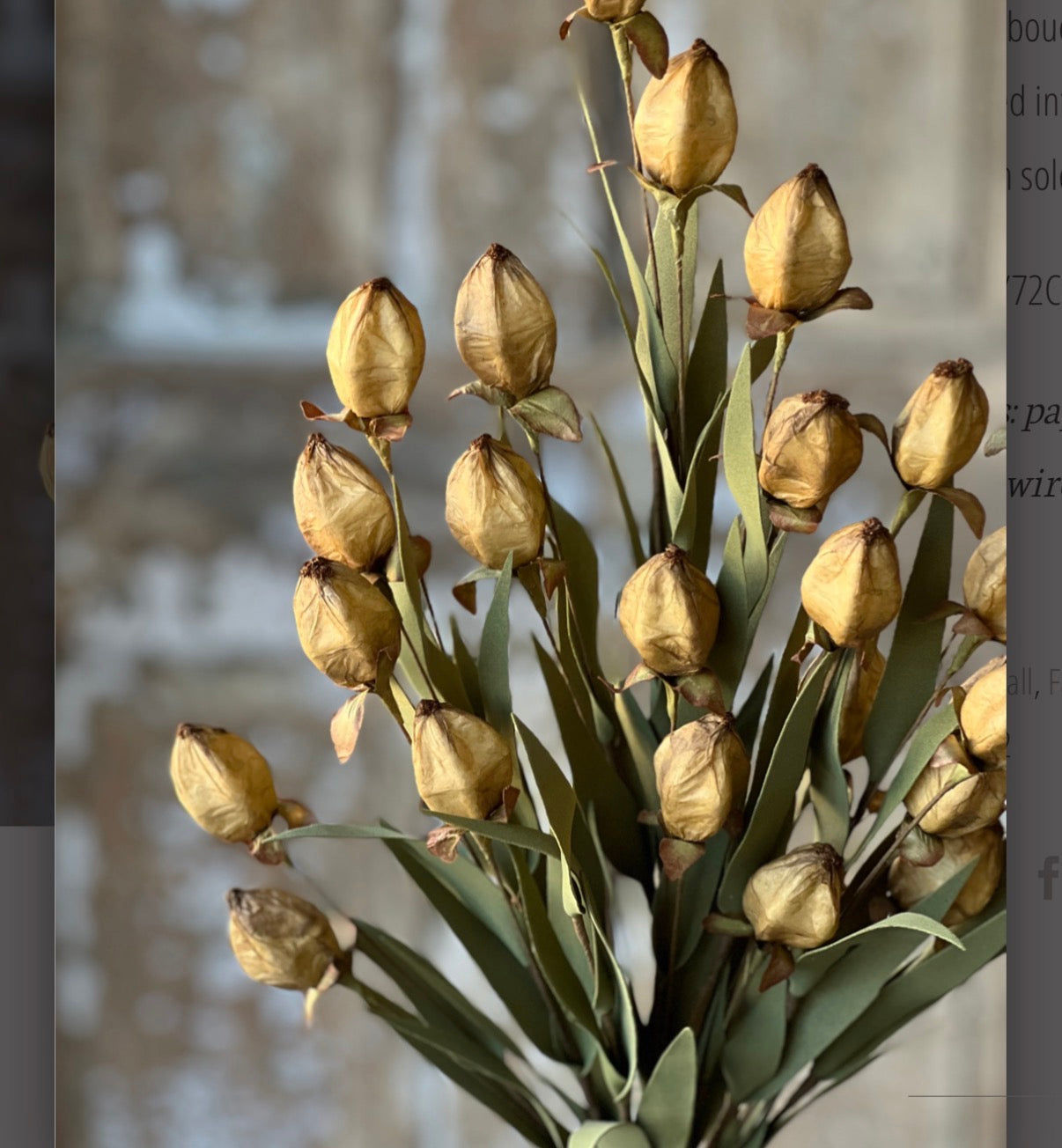 23” Yellow Beacon Bush Faux Lantern Bud Stem Fall Autumn Farmhouse Floral Spray