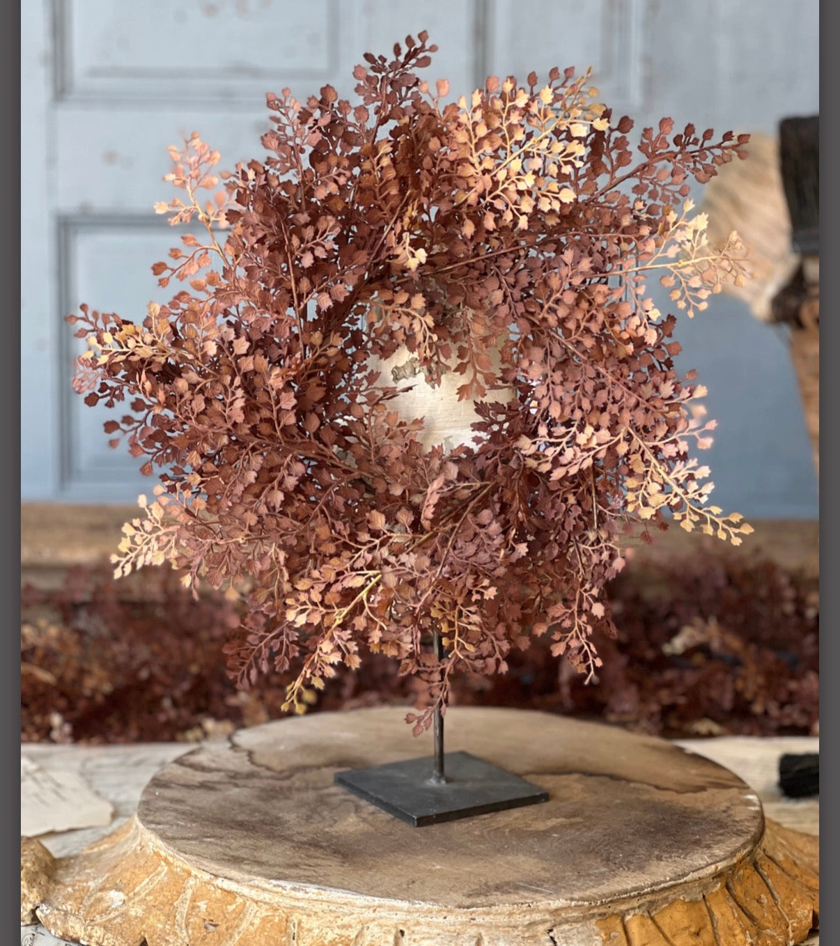 Ombré Tattersall Leaves 16” Candle Ring Fall Autumn Home Decor