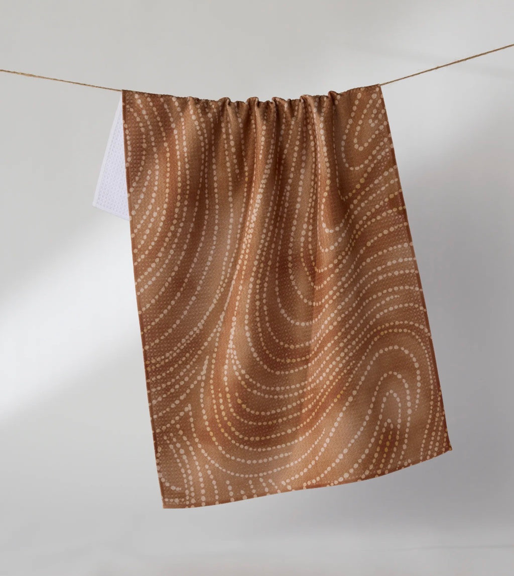 Geometry Kitchen Tea Towel Cinnamon Swirl Autumn Fall