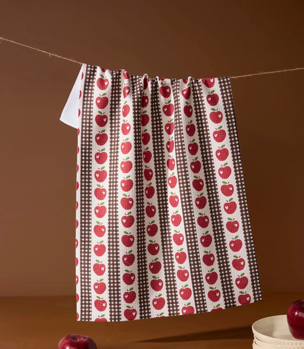 Geometry Kitchen Tea Towel Apple Picking Day Autumn Harvest Fall Absorbent