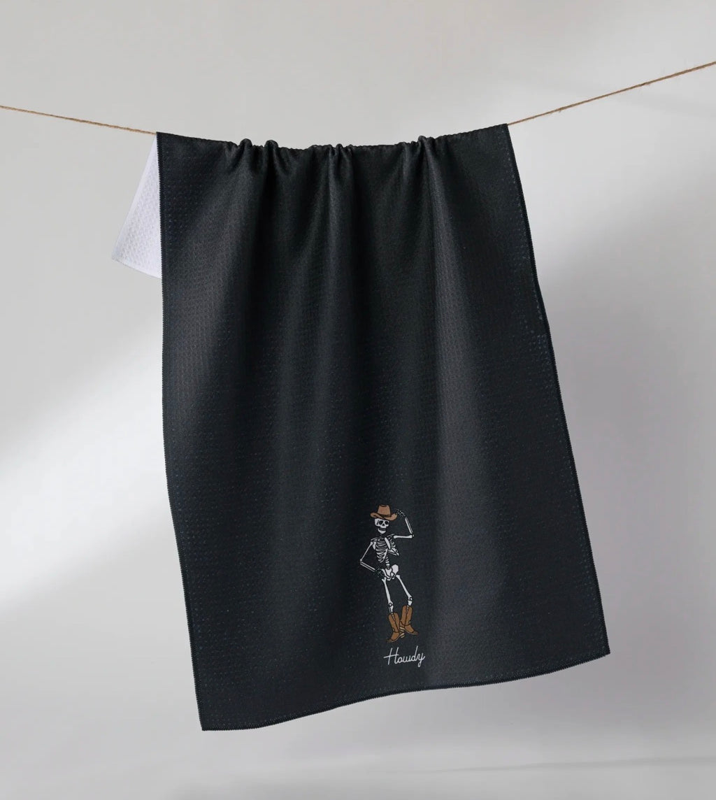 Geometry Kitchen Tea Towel Skeleton Howdy Cassondra Western Halloween Absorbent