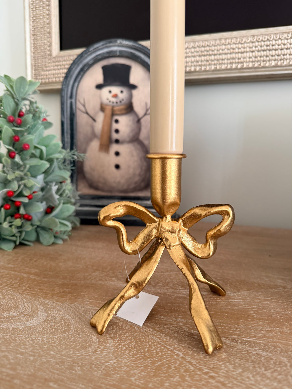 Gilded Bow Taper 5” Candle Holder Gold Knot Candlestick Home Decor