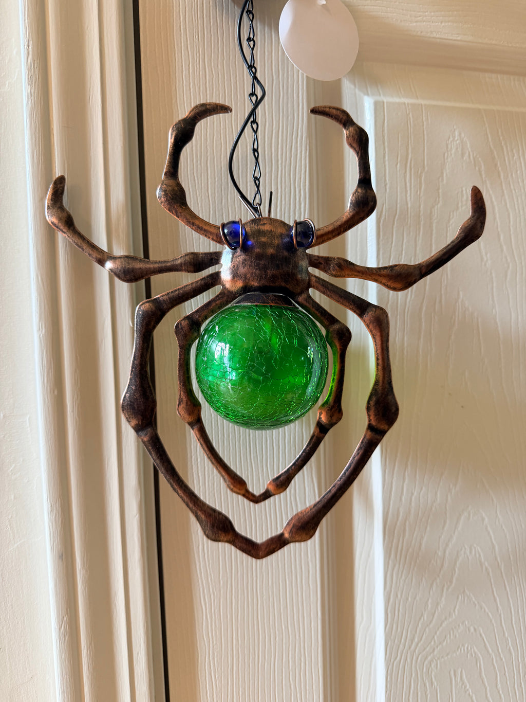 Solar Light Up Spider Hanging Halloween Yard Decoration Green