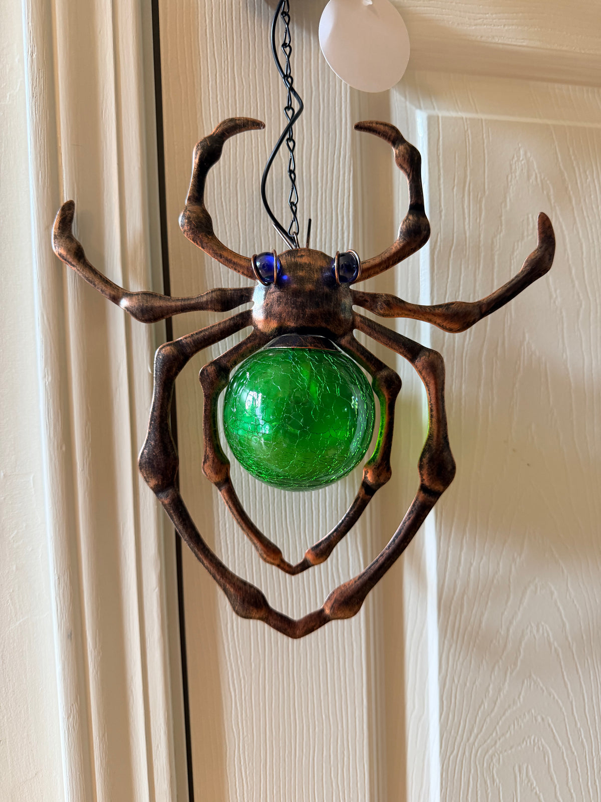 Solar Light Up Spider Hanging Halloween Yard Decoration Green