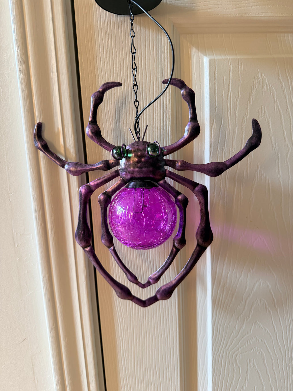 Solar Light Up Spider Hanging Halloween Yard Decoration Purple