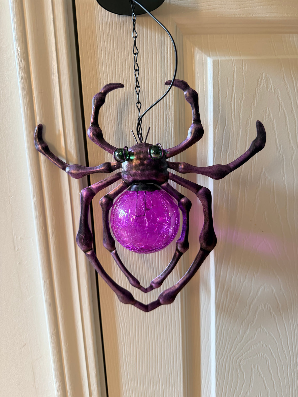 Solar Light Up Spider Hanging Halloween Yard Decoration Purple