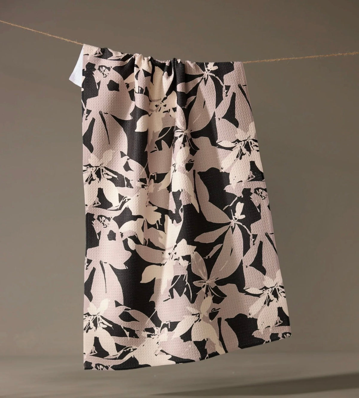Geometry Kitchen Tea Towel Tawny Black Gray Modern Floral Print