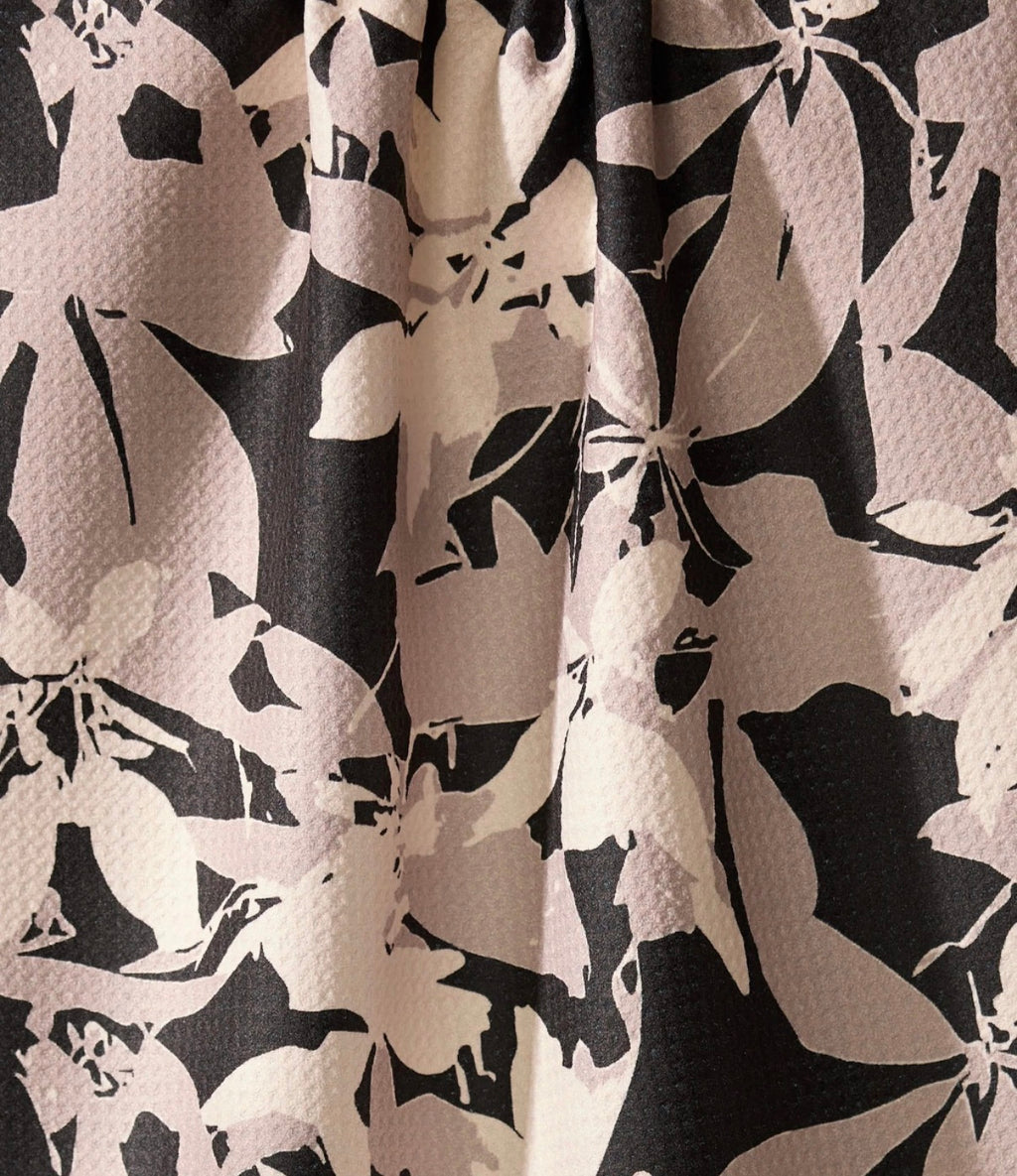 Geometry Kitchen Tea Towel Tawny Black Gray Modern Floral Print