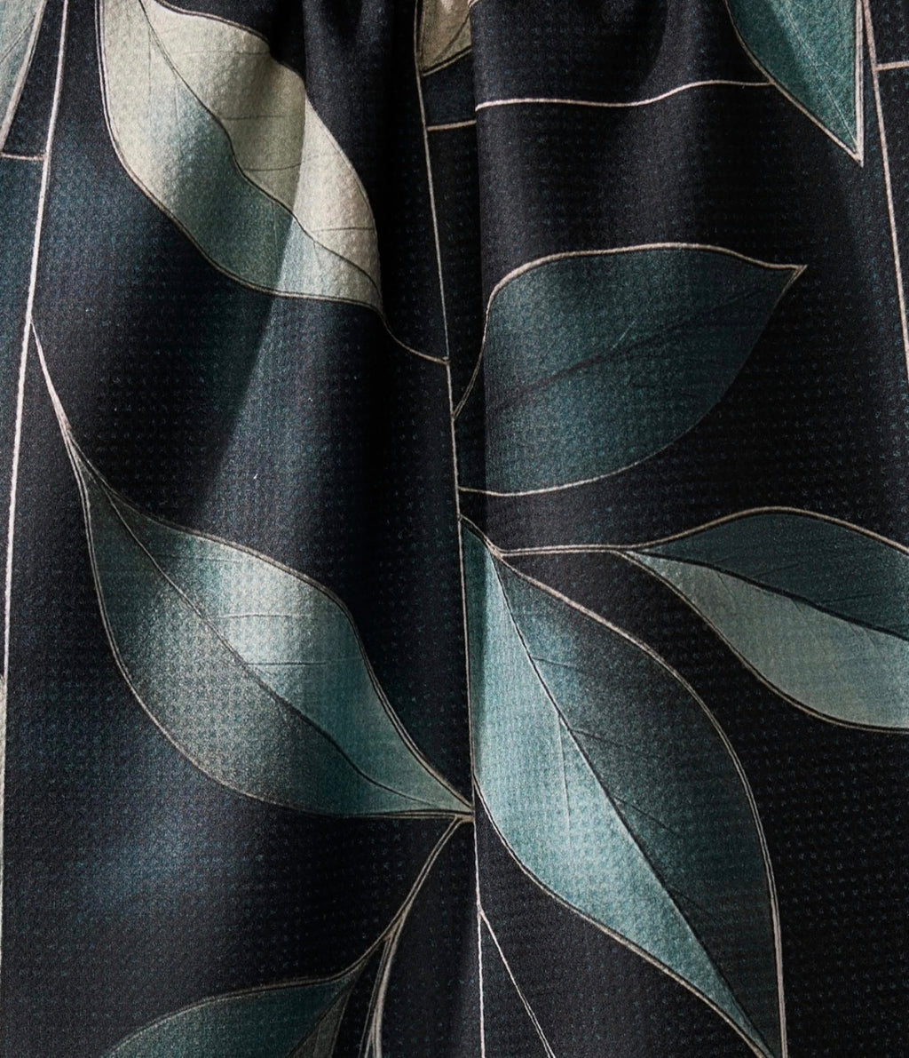 Geometry Kitchen Tea Towel Sage & Black Modern Organic Leaf Botanical Print