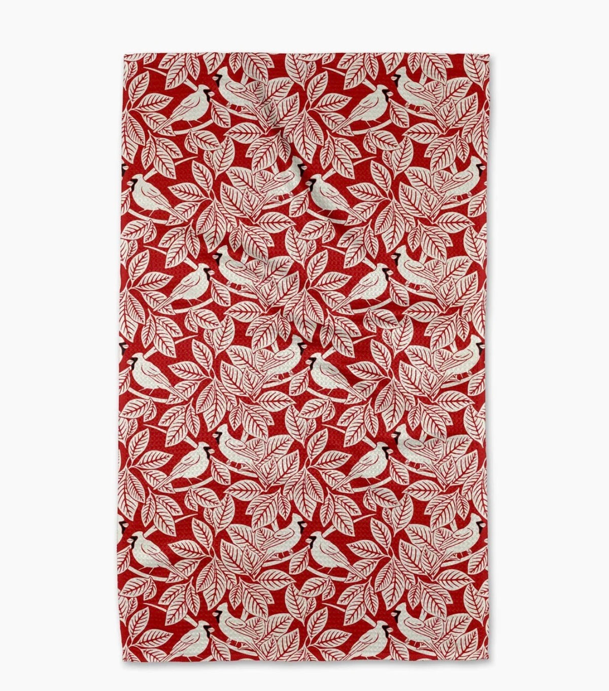 Geometry Cardinal Canopy Kitchen Tea Towel Whimsical Holiday Red White