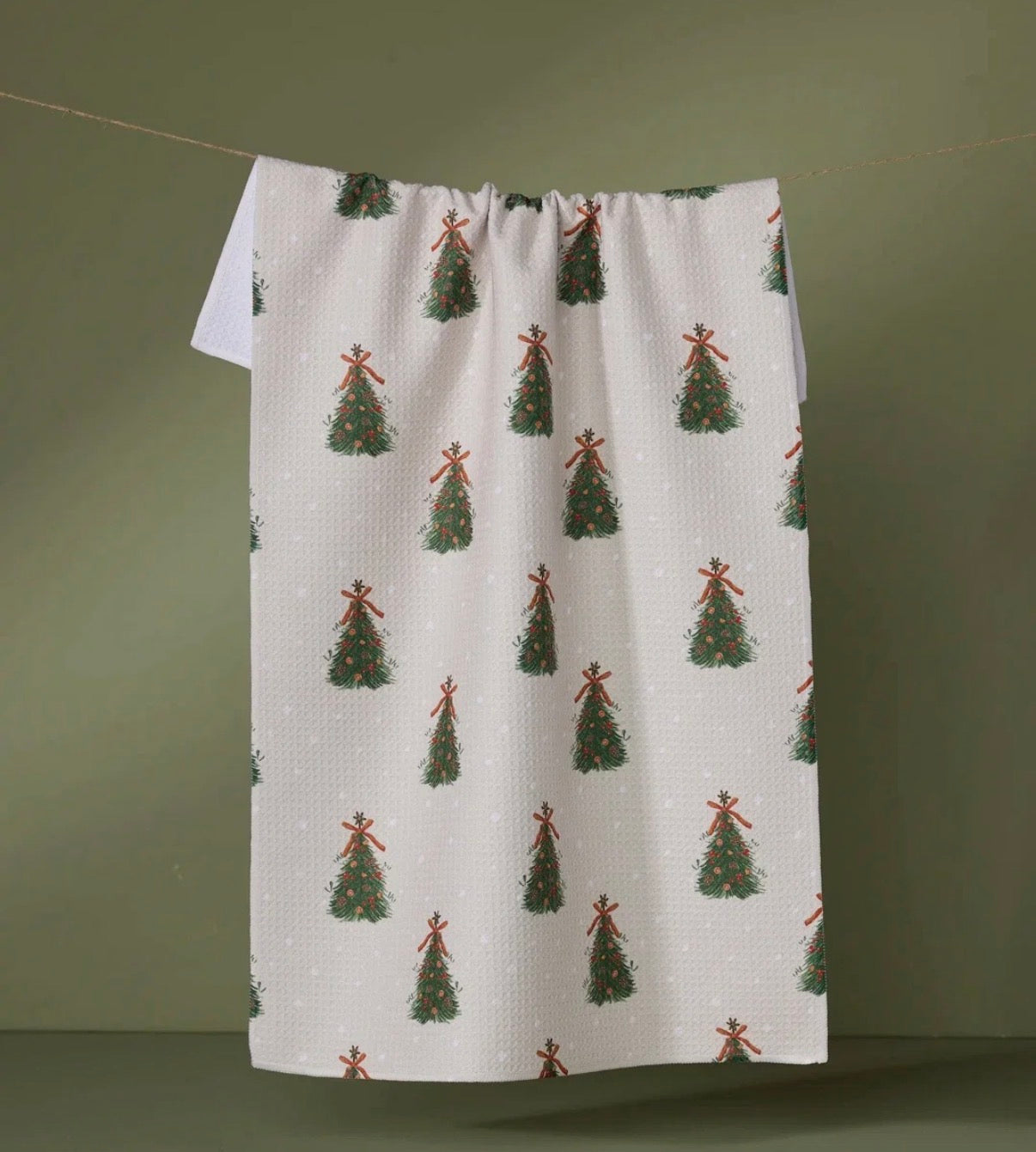 Geometry Arbolitos Kitchen Tea Towel Vintage Christmas Tree Whimsical Holiday