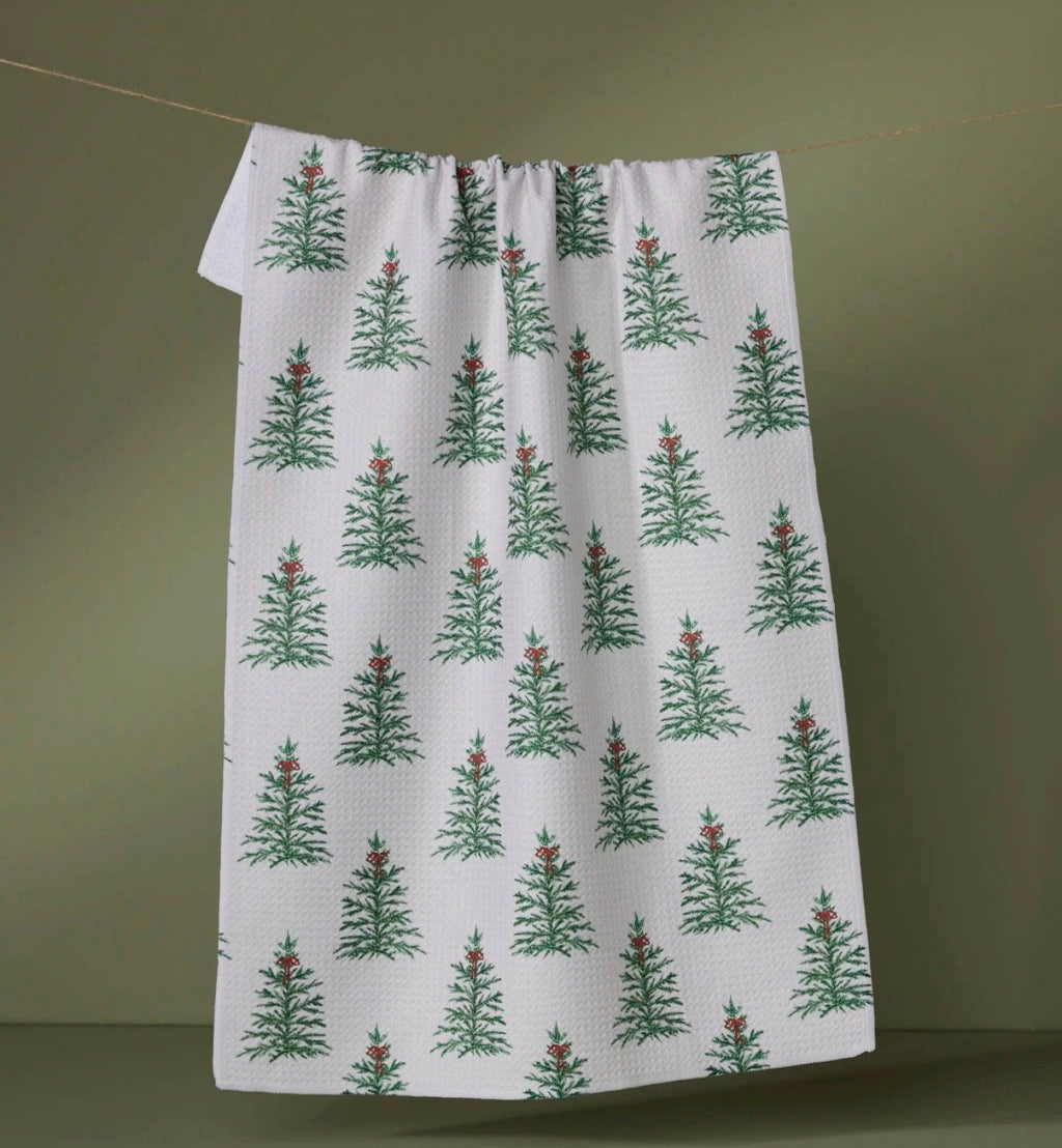 Geometry Ellsworth Kitchen Tea Towel Rustic Christmas Woodland Pine Tree Holiday