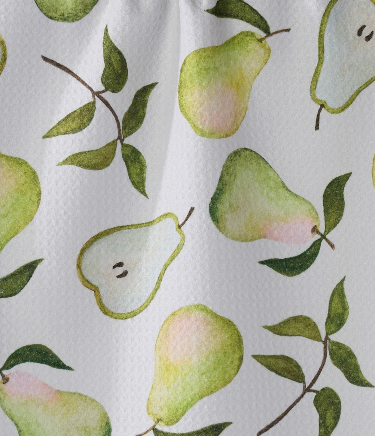 Geometry Pearwood White Kitchen Tea Towel Watercolor Pear Print