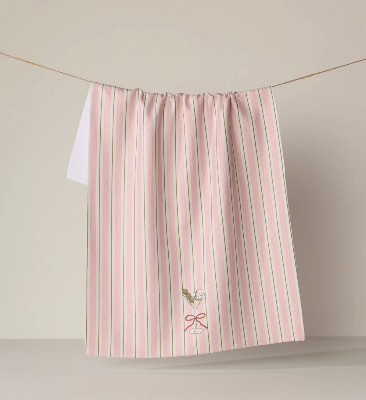 Geometry Martini Stripe Kitchen Tea Towel Fun Pink Striped Cocktail Print
