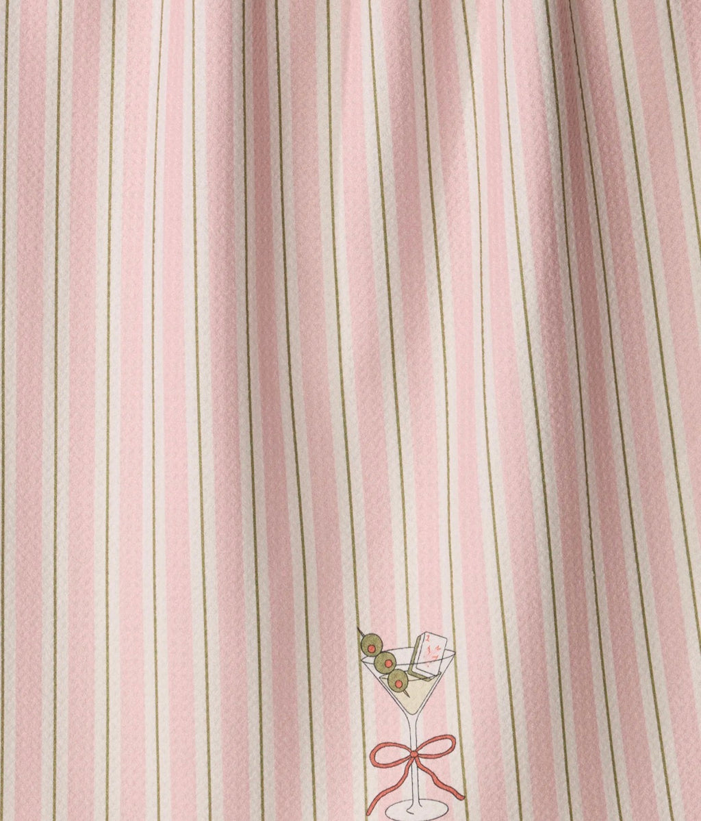 Geometry Martini Stripe Kitchen Tea Towel Fun Pink Striped Cocktail Print