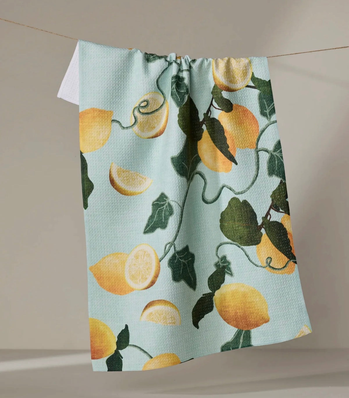 Geometry Amalfi Lemons Kitchen Tea Towel Vintage Botanical Citrus Print