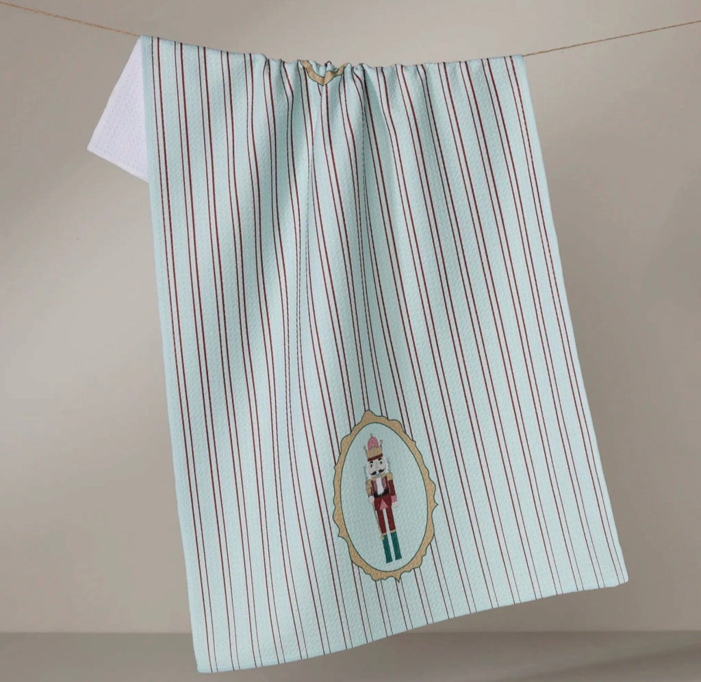 Geometry Nutcracker Intermission Kitchen Tea Towel Vintage Stripe Print Christmas