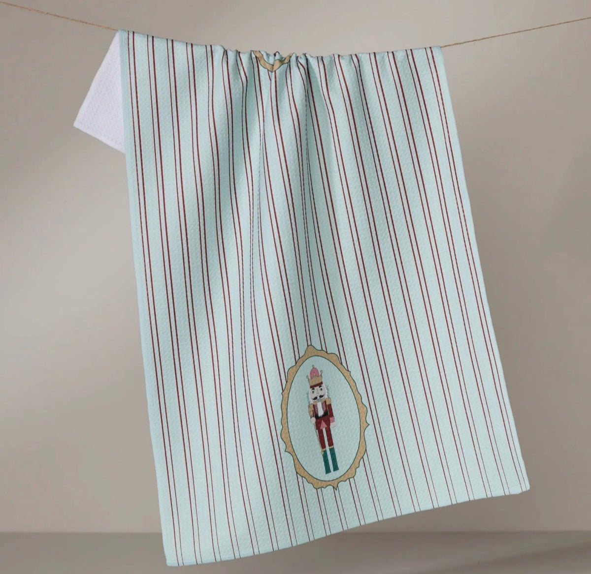 Geometry Nutcracker Intermission Kitchen Tea Towel Vintage Stripe Print Christmas
