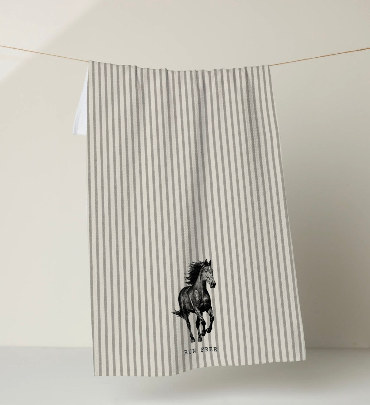 Geometry Run Free Horse Stripe Print Kitchen Tea Towel Equestrian Western Decor