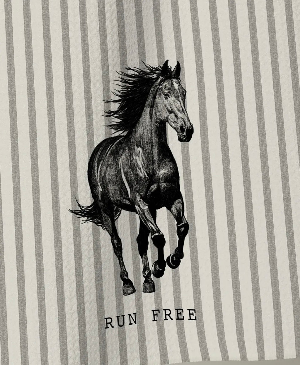 Geometry Run Free Horse Stripe Print Kitchen Tea Towel Equestrian Western Decor
