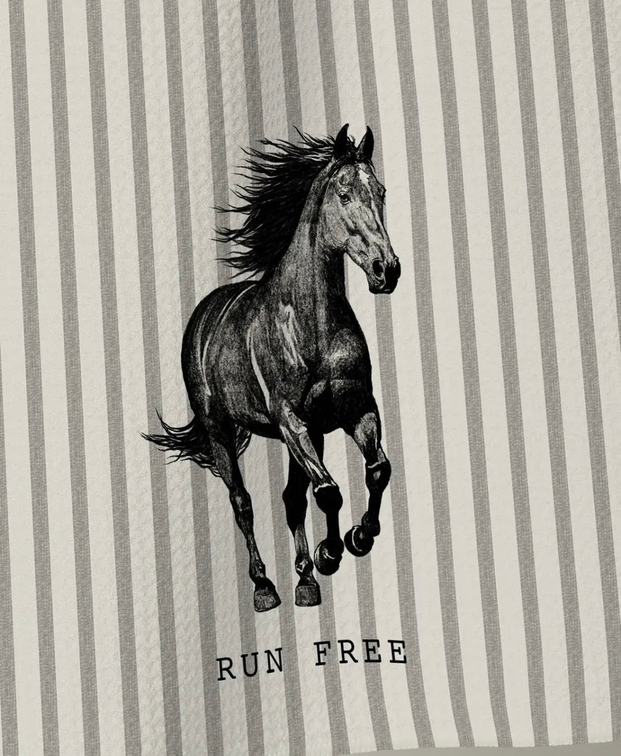 Geometry Run Free Horse Stripe Print Kitchen Tea Towel Equestrian Western Decor