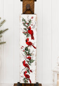 Winter Cardinals Holly Berry Hanging Porch Sign Art Christmas Holiday Traditional Decor