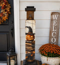 Jack O Lantern & Books Hanging Porch Sign Art Rustic Halloween Decor