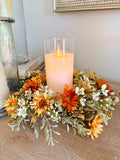 Autumn Embrace 11” Fall Faux Floral Candle Ring Table Decor Centerpiece