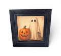 Whimsical Ghost Pumpkin Halloween Wood Framed Art, 12" x 12"