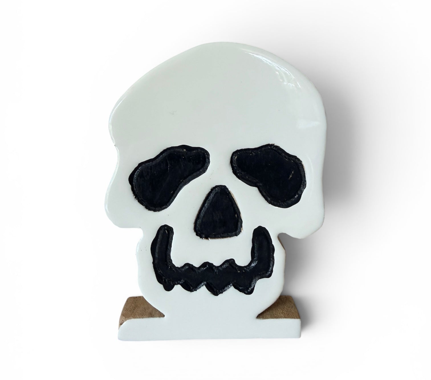 6.5" Mango Wood Skull Skeleton Head – Halloween Decor