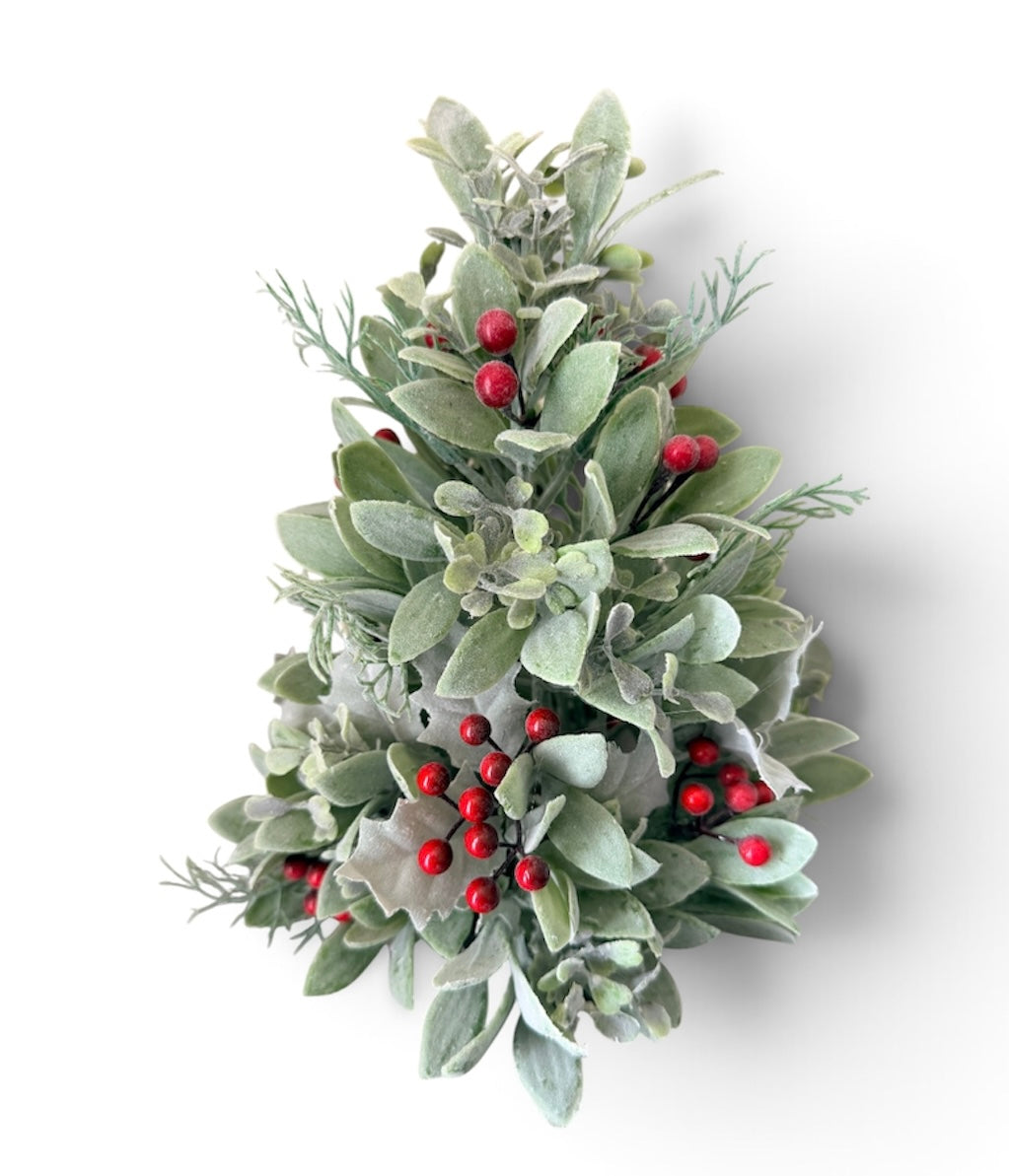 Frosted Berry 9” Tabletop Christmas Tree Greenery Decor Faux Mini