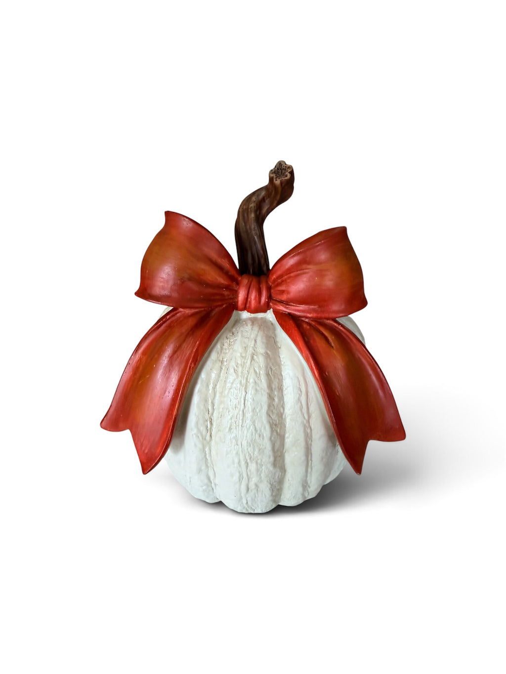 Cream Pumpkin Orange Bow 8” Tall Decorative Fall Accent Home Decor