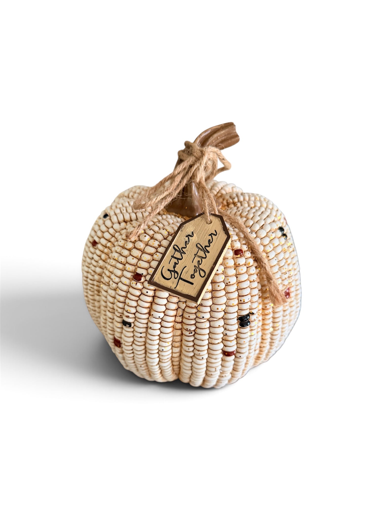 Gather Together Indian Corn 8” Tall Resin Cream Pumpkin Fall Autumn Home Decor