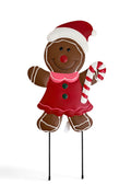 Gingerbread Girl 20” Metal Yard Stake Holiday Christmas Yard Decoration