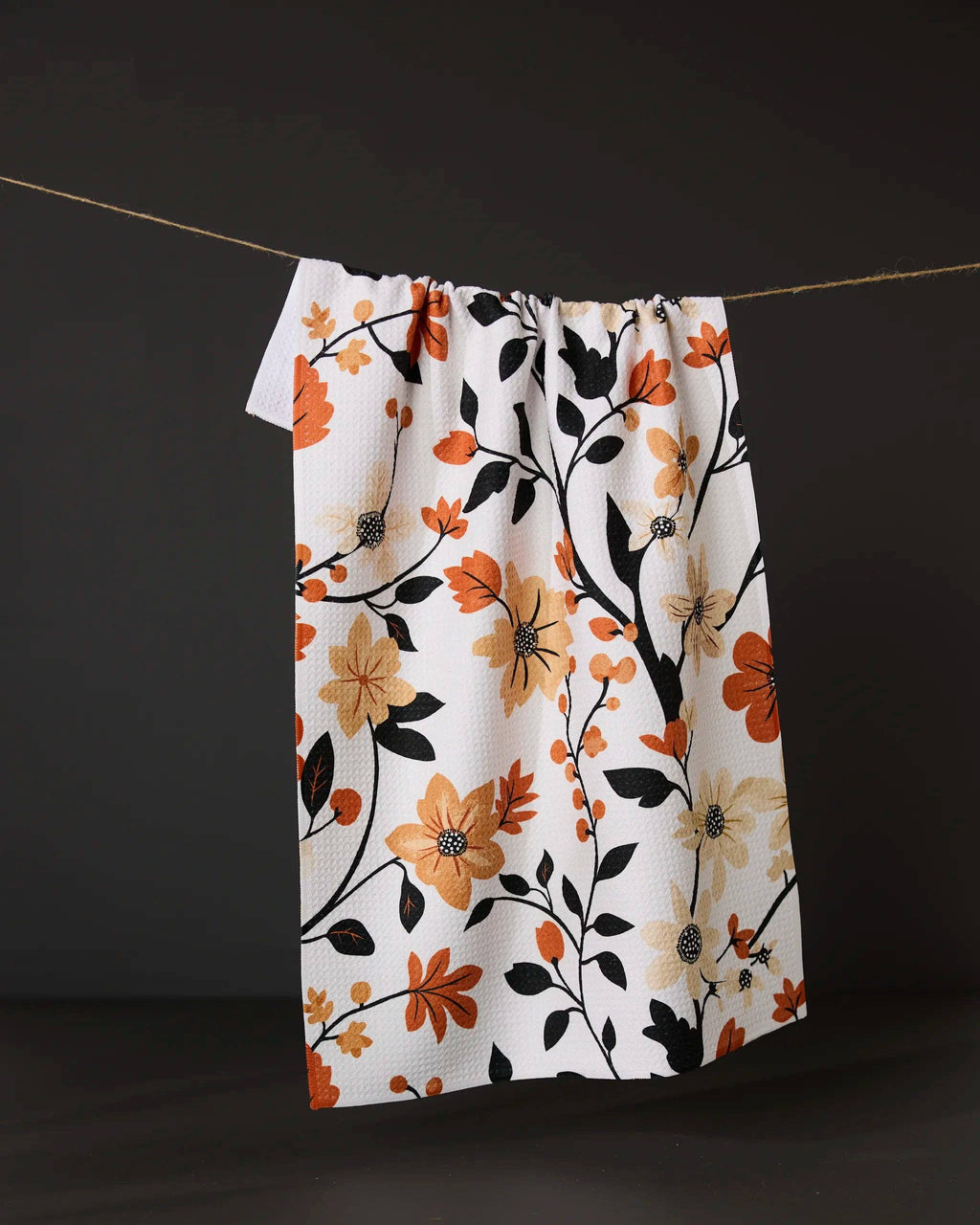 Spiced Florals Geometry Kitchen Tea Towel Botanical Print Fall Autumn