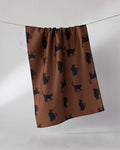 Witch's Cat Geometry Kitchen Tea Towel Black Cat Silhouette Fall