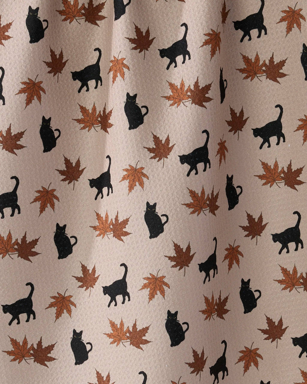 Salem Woods Black Cat Geometry Kitchen Tea Towel Fall Leaf Print 18 x 30