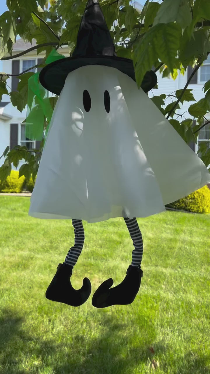 24" Whimsical Hanging Ghost Witch Halloween Spooky