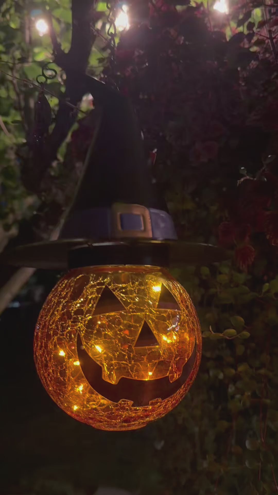 Solar Light Up Jack O Lantern Witch Hanging Lantern Halloween Outdoor